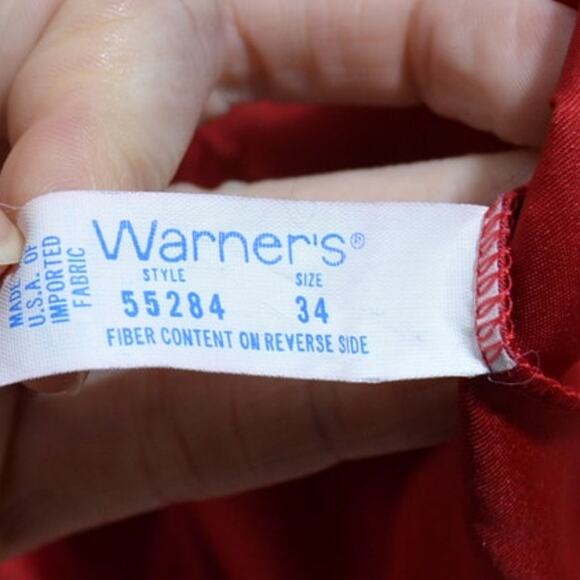 Warners Vintage Red Lace Camisole Tank Top Size 34 - Picture 8 of 9